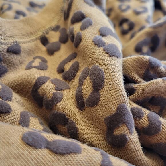 TIME AND TRUE Sweater Leopard Girls Size 8 10 Raised Print Orange Brown Fun - Picture 2 of 10